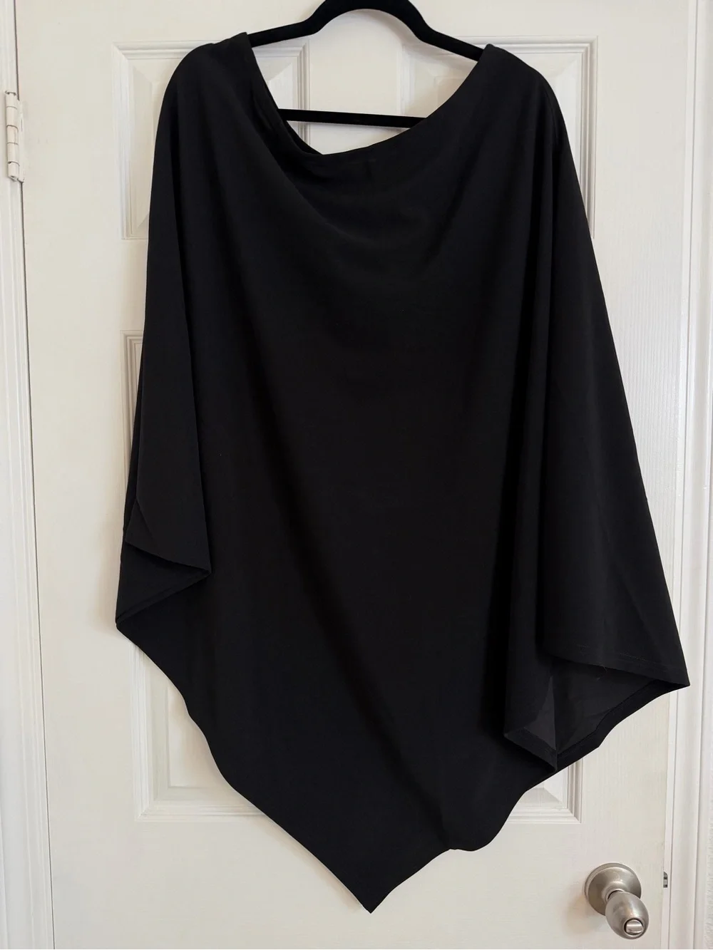 NWT Black Cowl Neck Asymmetrical Poncho Cape Top One Size - Picture 5 of 6